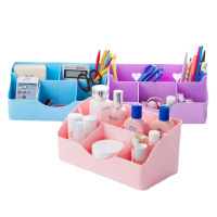 炫彩爱心办公桌面整理盒 5格化妆品收纳盒 创意五格爱心杂物收纳 颜色随机