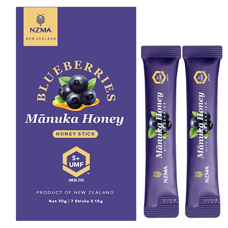 NZMA麦卢康 便携装蓝莓味UMF5+麦卢卡蜂蜜水果口味新西兰进口 独立小包装10g*7条状袋装