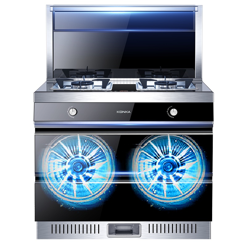 康佳(KONKA) KD02 双电机侧吸式抽油烟机 燃气灶消毒柜套装 集成环保一体灶 天然气 集成灶