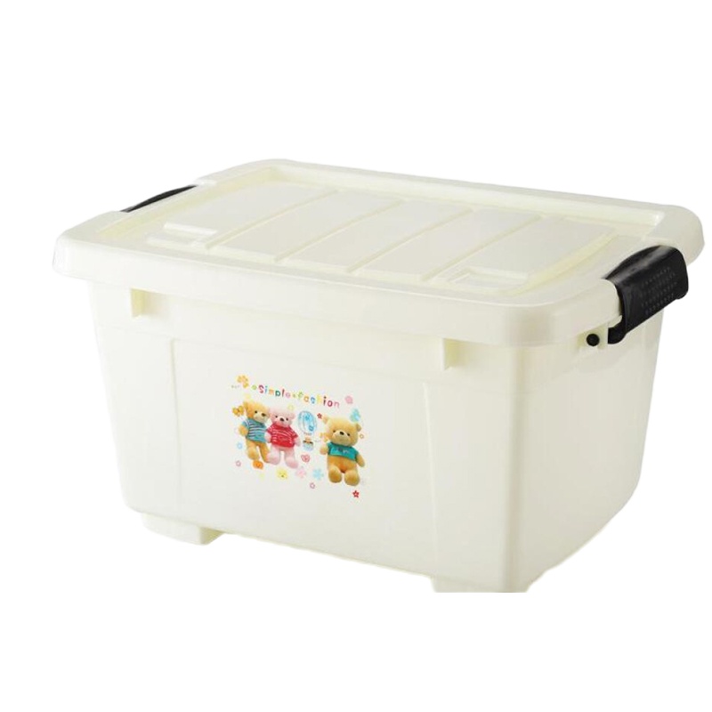 Free BIZ 多功能加厚收纳箱大号塑料收纳箱整理箱熟胶加厚家用衣物被子收纳盒子带轮子 100L(60*43*35厘米