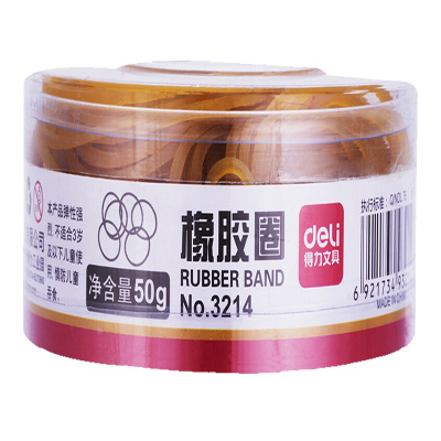 得力(deli)3214橡胶圈3筒 50g/筒 橡皮筋 乳胶圈 橡皮圈 皮套 捆扎胶圈 牛皮筋 办公用品 黄色