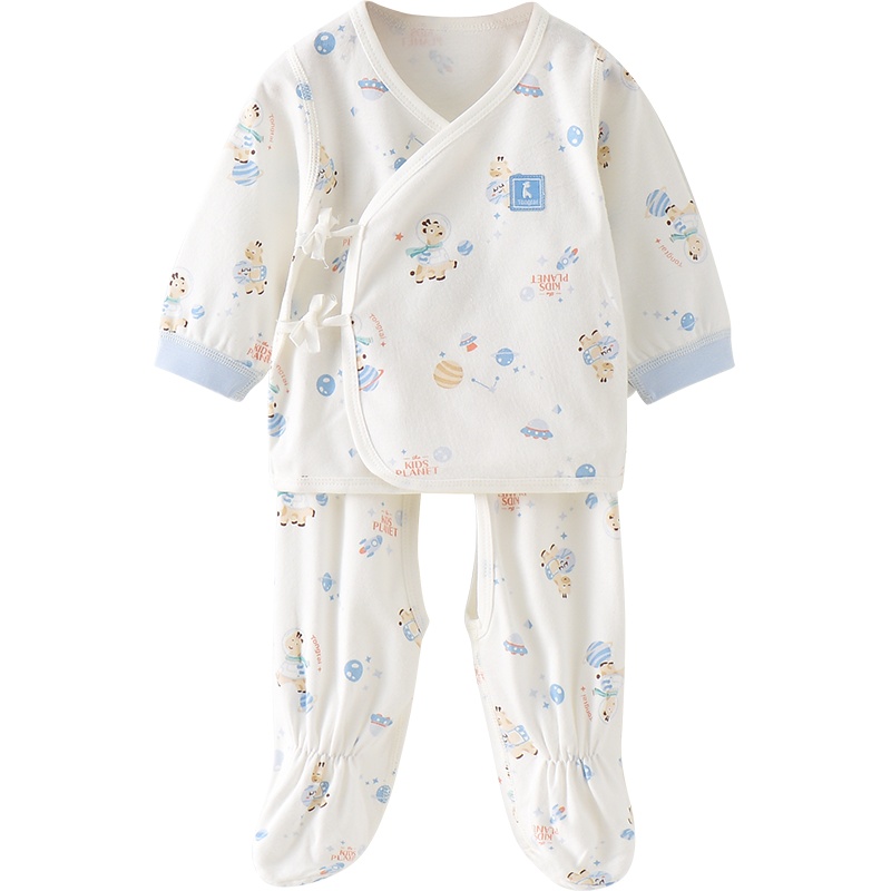 童泰(TONGTAI)2020年四季新款0-3月新生婴儿男女宝宝纯棉内衣系带和服带脚裤套装儿童内衣小童宝宝内衣