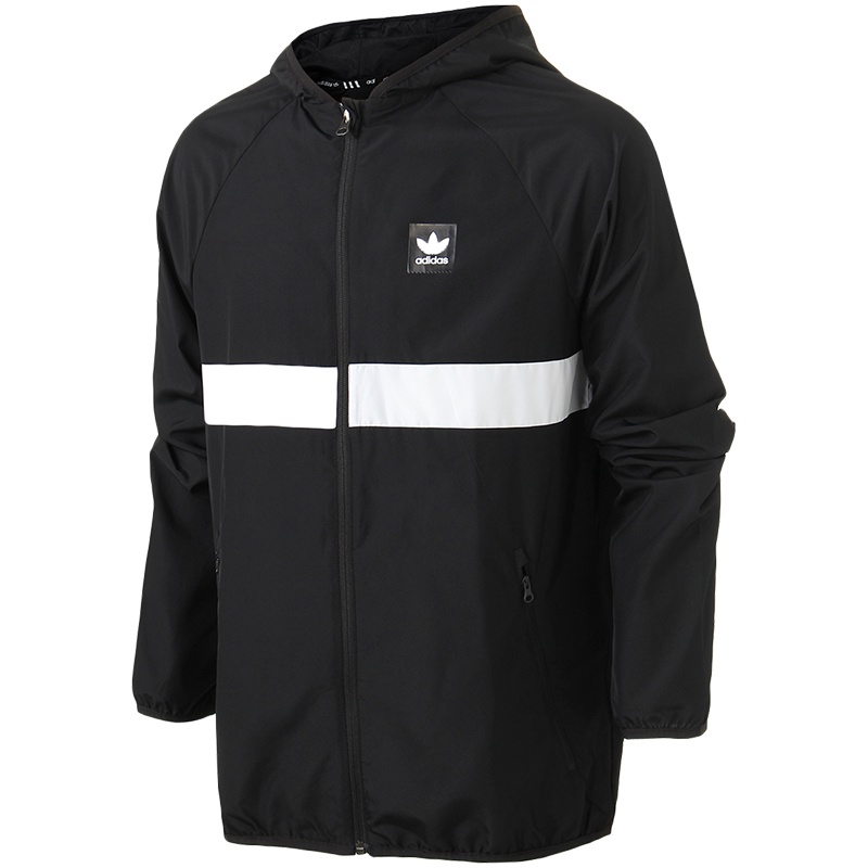 【自营】adidas阿迪达斯三叶草男运动休闲外套DH3872 L DH3872黑+白