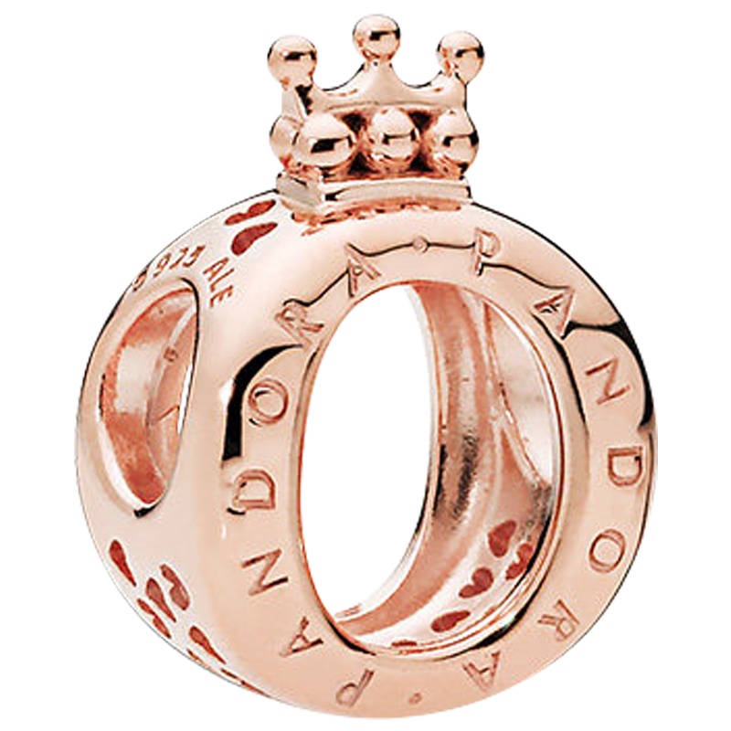 PANDORA潘多拉 玫瑰金色皇冠字母 O串饰 个性创意DIY串珠女 787401