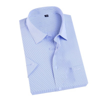 罗曼阿玛尼男士短袖上衣官方旗舰店2021夏季新品衬衫修身中年纯棉舒适中青年格子立领职业气质男装寸衫