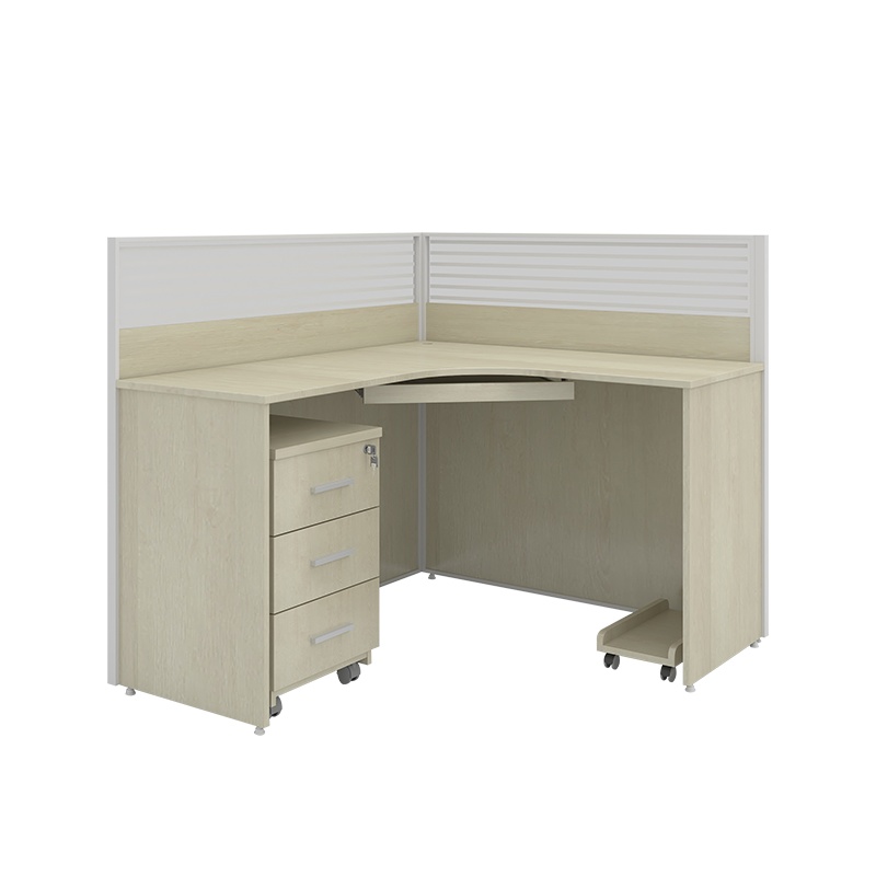 <万保>板式办公桌 办公家具 屏风电脑桌 单人弧形位 L型职员桌