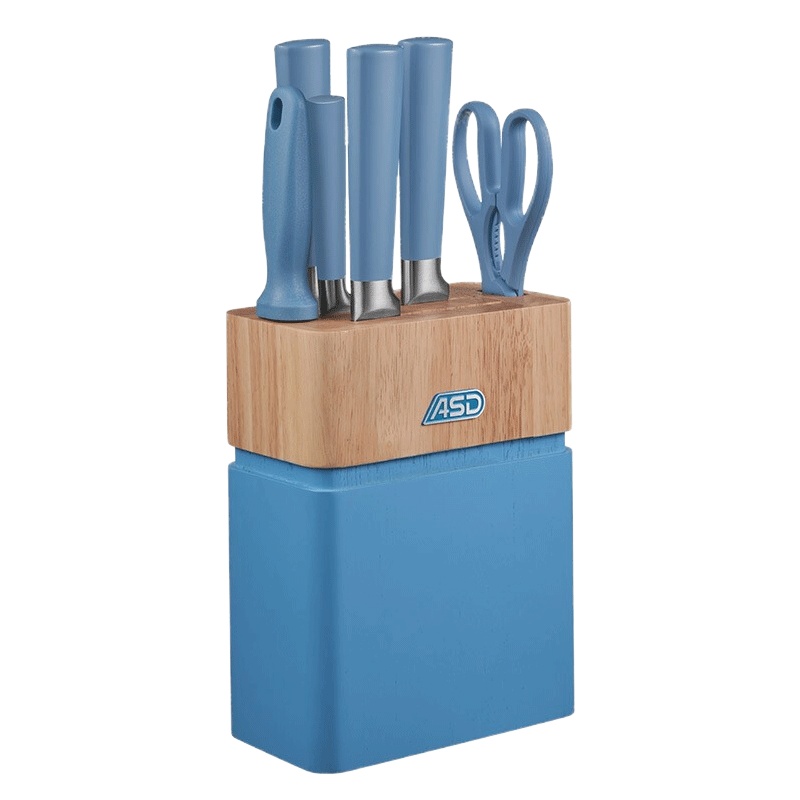 爱仕达(ASD)彩色刀具套装炫彩系列不锈钢7件套套刀厨房家用菜刀刀具组合七件套 天蓝色 RDG07S2WG-B