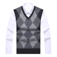 恒源祥男士马甲秋冬含羊毛马甲V领中年男士背心坎肩针织衫毛衣