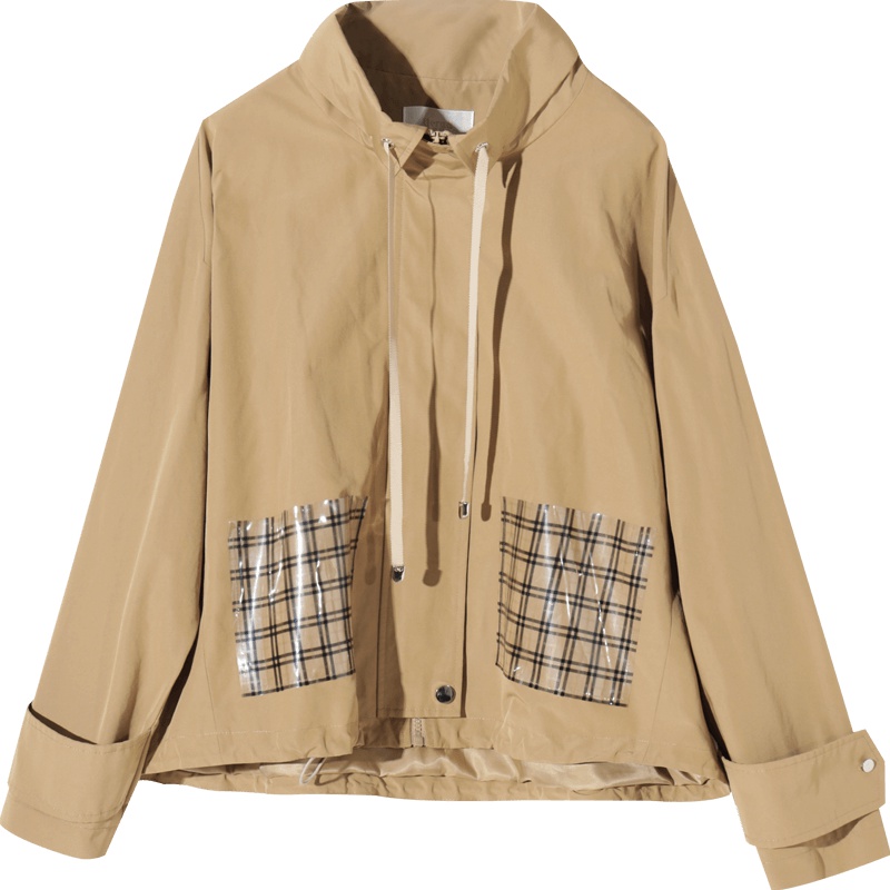 娅丽达女装2019春秋新款短款休闲外套纯色女士韩版时尚宽松上衣I7513