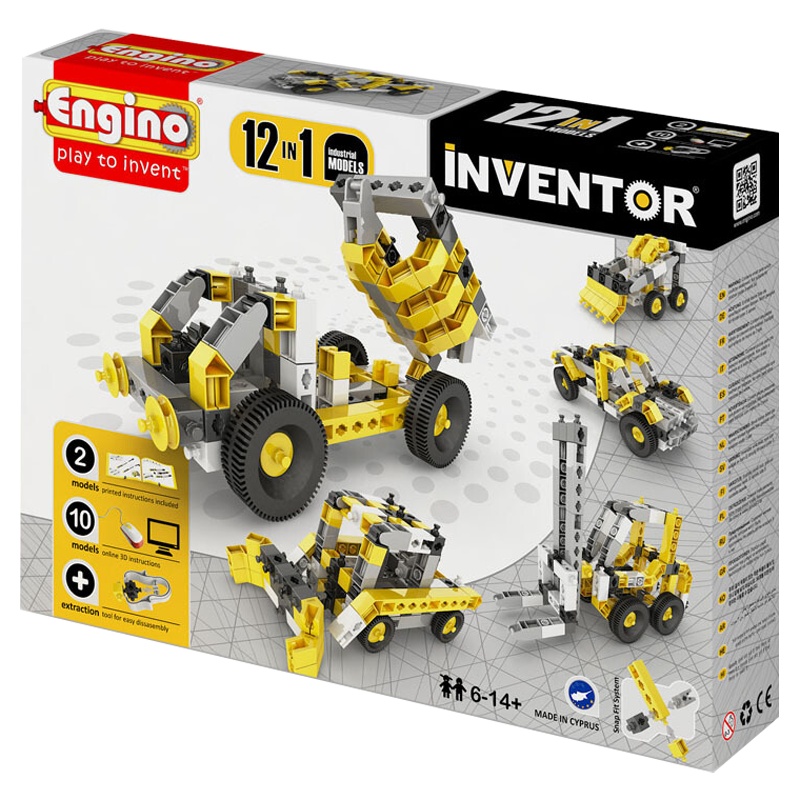 engino英吉诺欧洲原装进口儿童益智玩具12合1拼装积木模型男孩女孩礼物 工程车拼装模型