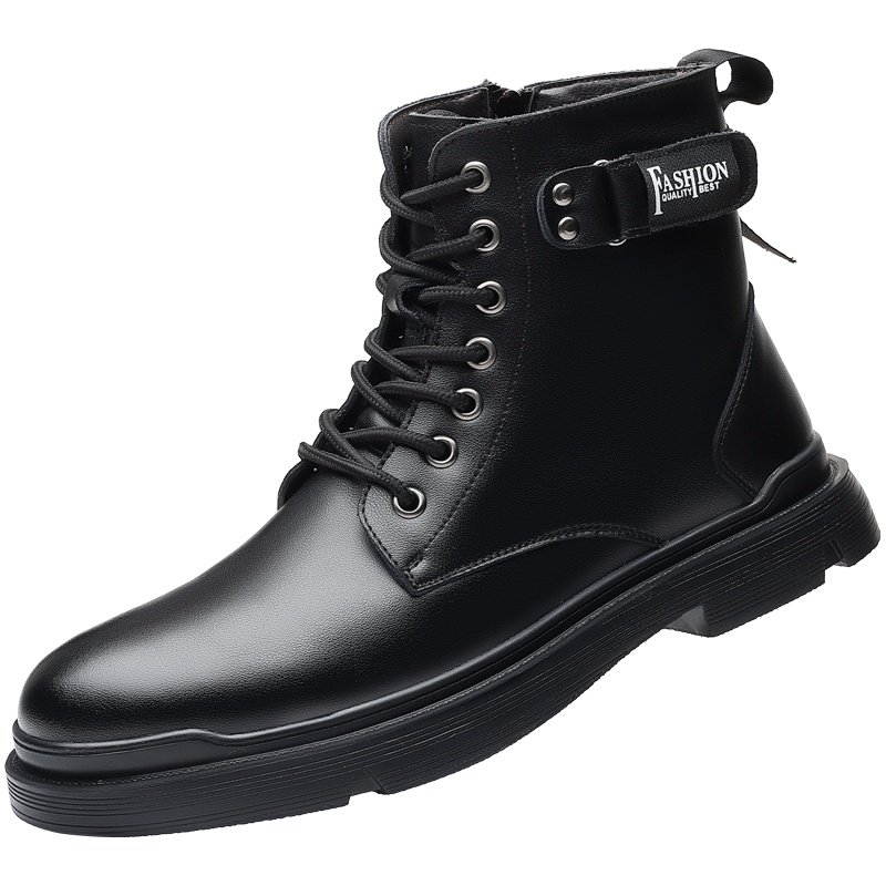 澳克公牛冬季保暖马丁靴男高帮男鞋2020新款加绒真皮韩版百搭潮鞋皮靴雪地靴子