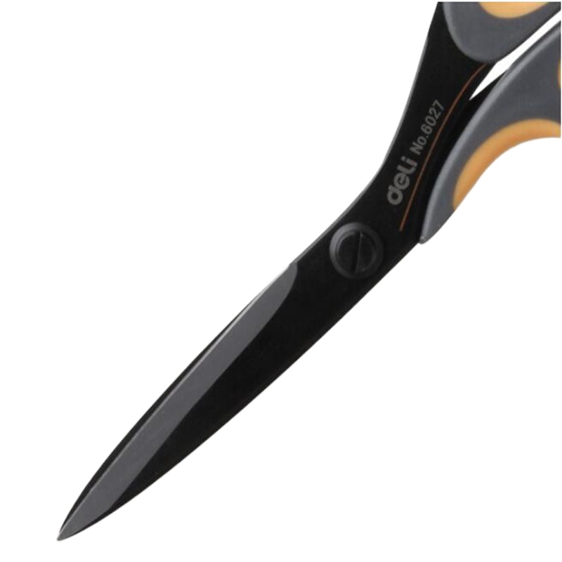 得力(deli)175mm中号不锈钢剪刀 美工剪子 黑色6027