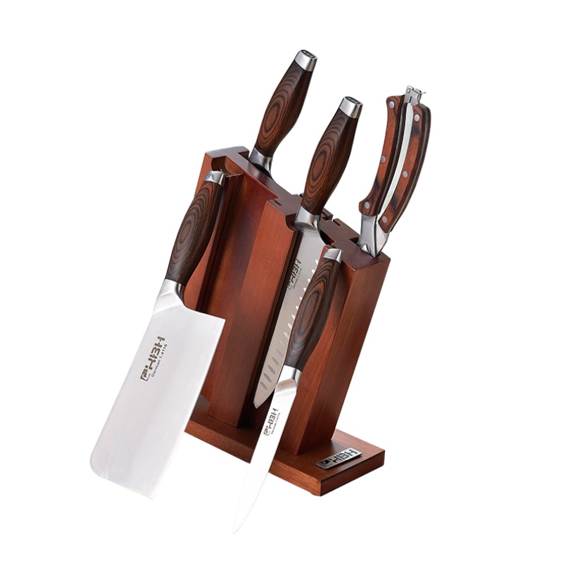 康巴赫套刀6套装切菜刀骨刀厨师刀剪刀磨刀棒 巴拉利冰