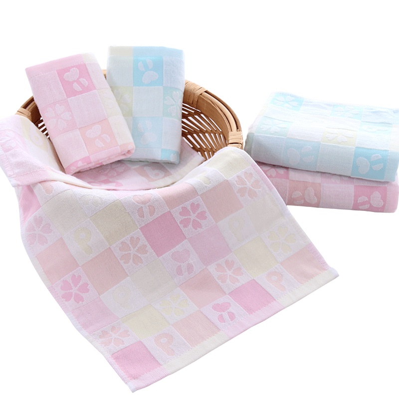 图强5条装纯棉童巾 长方形男女成人情侣儿童宝宝口水巾擦脸小毛巾