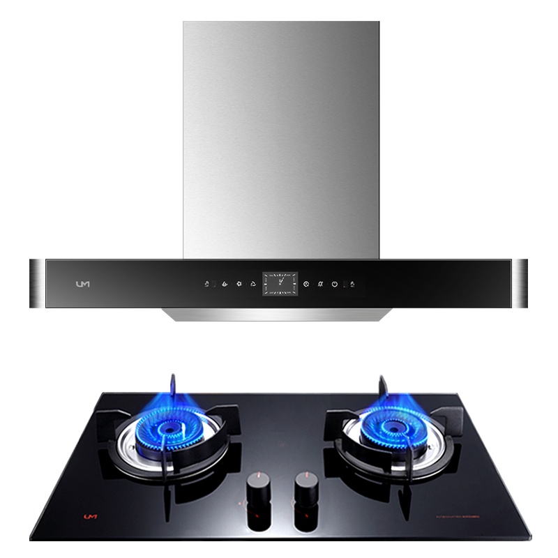 优盟(UM)24立方触控式大风力欧式吸油烟机燃气灶烟灶套装103+UZ322