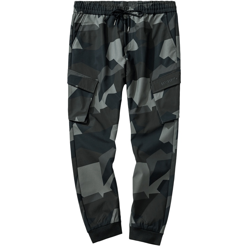 千纸鹤工装裤男2019秋季新款潮流帅气迷彩九分小脚休闲裤男90310