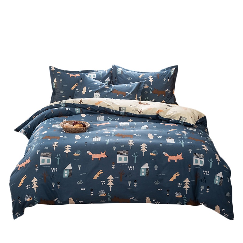 曼凝家纺 磨毛加厚双人四件套大版花AB版简约床上用品床单款4件套床单被套200×230cm1.5/1.8米床