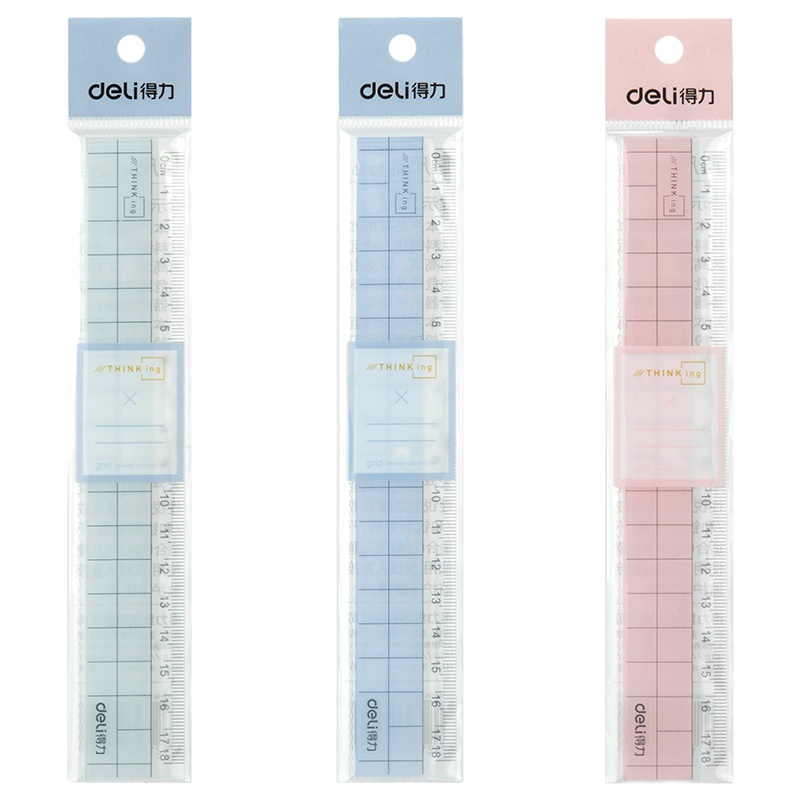 得力(deli)6235直尺塑料18cm厘米 带波浪多功能透明尺子 颜色随机5把装 5把-18cm波浪尺（颜色随机）