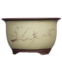 古达精品紫砂花盆种菜盆吊兰植物绿萝盆菖蒲盆特大号花盆陶瓷兰花花盆 金钟兰花盆大号+小号 大 黑边蓝色大号[限购]