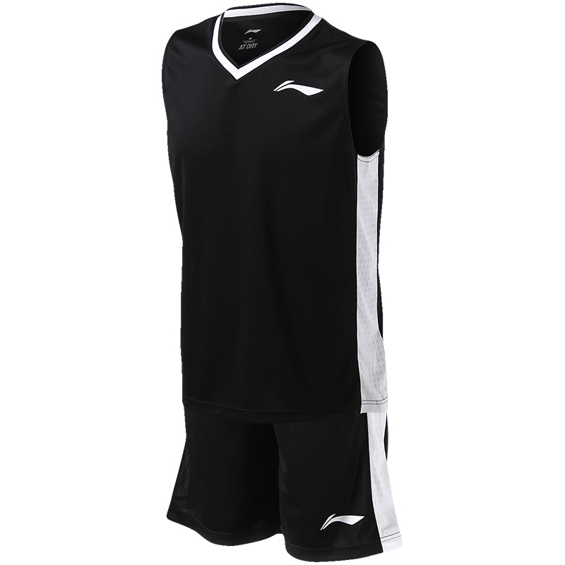 LINING李宁篮球比赛套装男士新款篮球系列快干凉爽V领短裤短装运动服AATM003