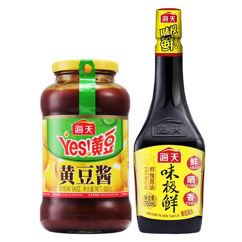 海天黄豆酱800g+味极鲜酱油750ml 特级酱油 家用厨房调味 炒菜 凉拌 经典组合