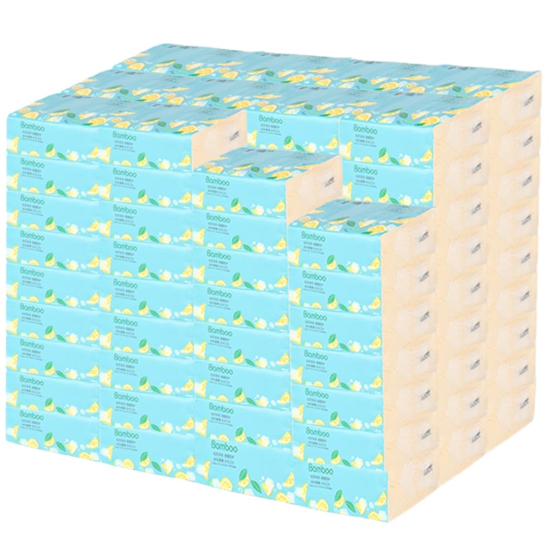 竹浆80抽本色抽纸5包装240张80抽家用生活抽纸餐巾纸面巾卫生纸