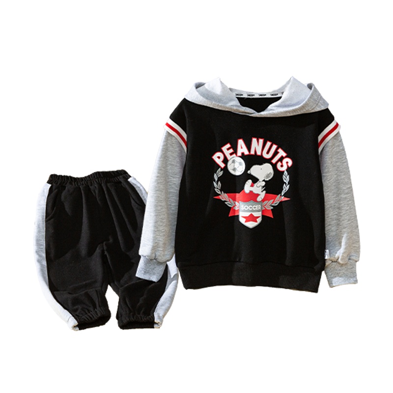 史努比(SNOOPY)新款儿童套装假两件连帽卫衣套装SXM066