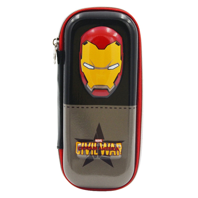 迪士尼(Disney)多功能笔盒EVA大容量男童文具盒小学生铅笔盒3D立体压模笔袋学习用品 MA8004钢铁侠面具黑竖款