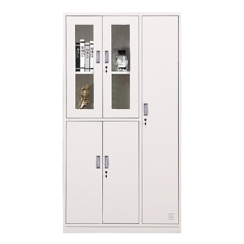 铭威盾钢制五门玻璃更衣柜员工柜铁皮职工储物柜带锁文件柜鞋柜资料柜子五门玻璃更衣柜