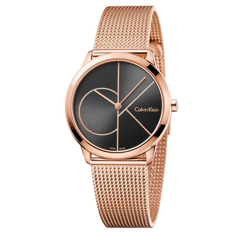 CK卡文克莱（CalvinKlein）手表 MINIMAL系列简约玫瑰金色石英女士手表