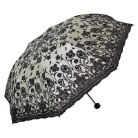 天堂伞 芦花纱影黑涤彩胶三折超轻遮阳伞 41133