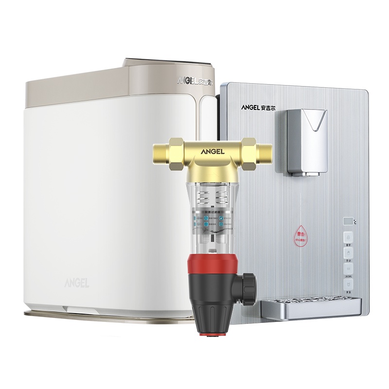 安吉尔(ANGEL)全屋净水套餐家用直饮反渗透净水器哪吒500G+前置过滤器2714+管线机Y2317大通量双出水净水机
