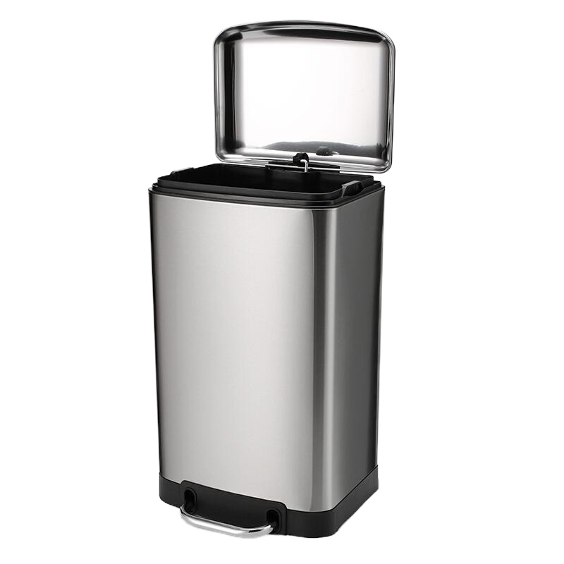京苏(JINGSU)不锈钢垃圾桶 大号带盖分类垃圾桶脚踏式静音户外环保可回收垃圾箱 20L KB1084 本色