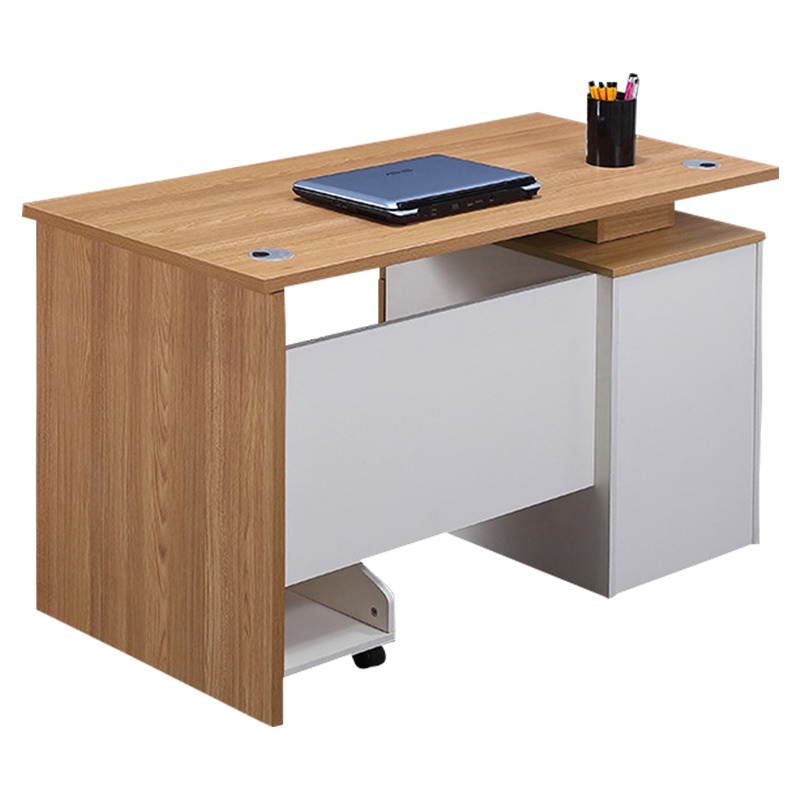 质凡板式落地三抽电脑办公桌带主机木键盘职员办公桌