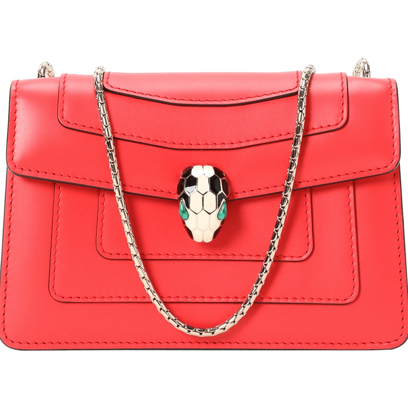 BVLGARI 宝格丽 Serpenti Forever 斜挎包 单肩包 链条包 经典蛇头光面皮288042金扣