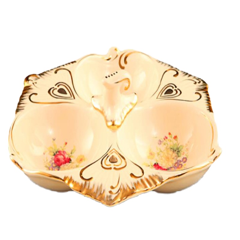 胜佳欧式创意果盘三格干果盘大号35*35*13cm