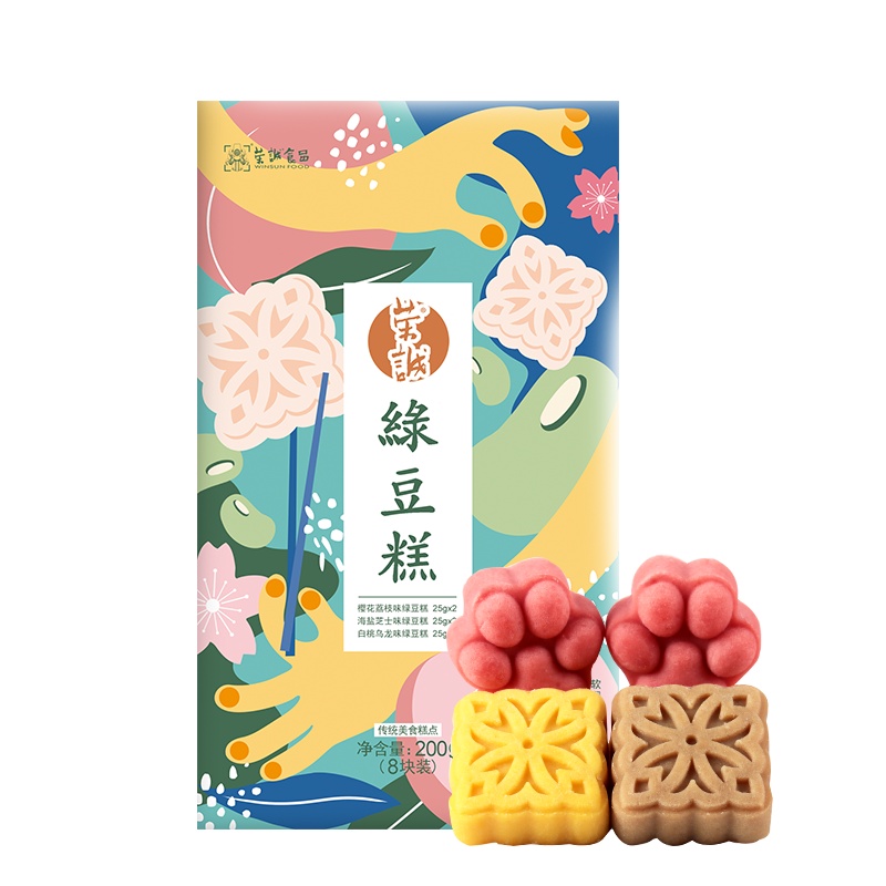 荣诚白桃乌龙绿豆糕正宗樱花冰豆糕老式手工点心传统海盐芝士零食200g