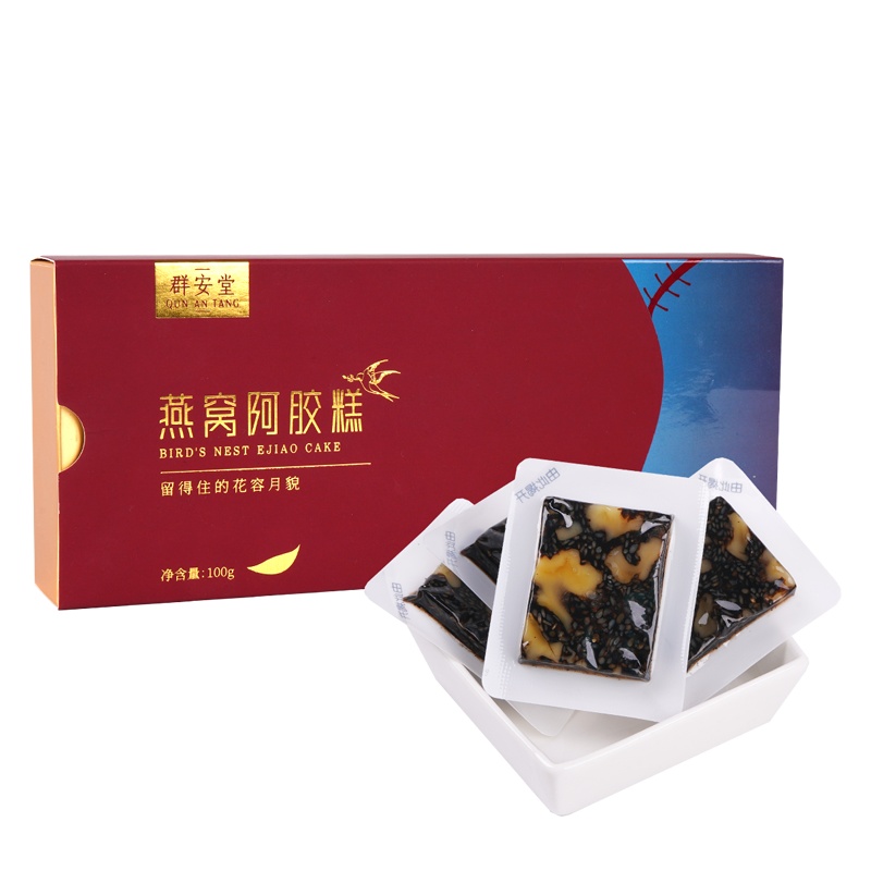 群安堂 即食燕窝阿胶糕100g/盒 小锅手工熬制 补气养血正品纯驴皮ejiao
