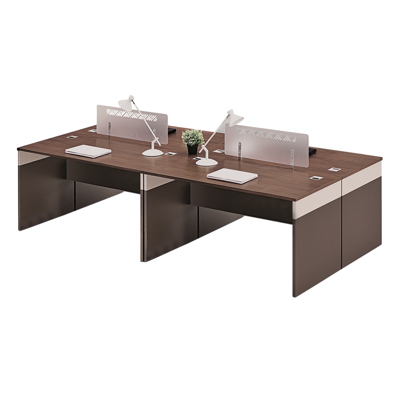 [藏书阁]职员办公桌4人位简约现代桌员工4人办公室屏风办公家具2.8米