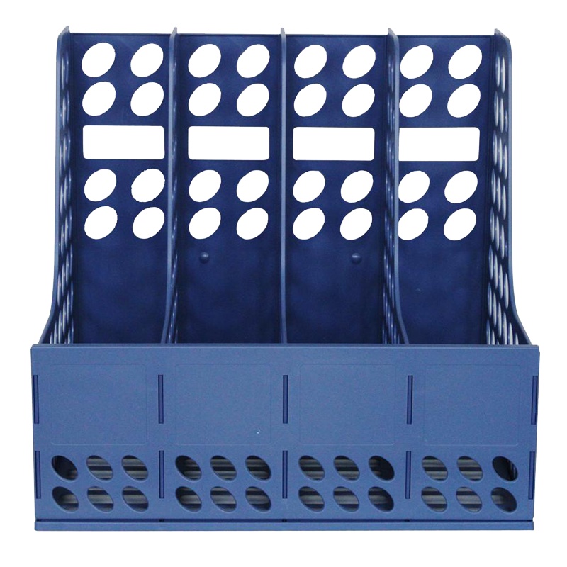 得力9844四栏文件框 四联文件架 文件筐 资料架文件座蓝色