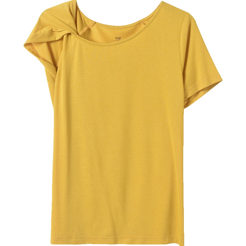 OSA欧莎色短袖T恤女2019新款夏设计感宽松百搭小心机上衣古着感