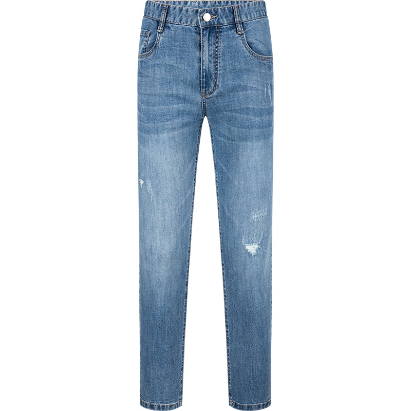 柒牌男装牛仔裤时尚21春季新款青年百搭耐磨九分裤男士弹力修身裤子