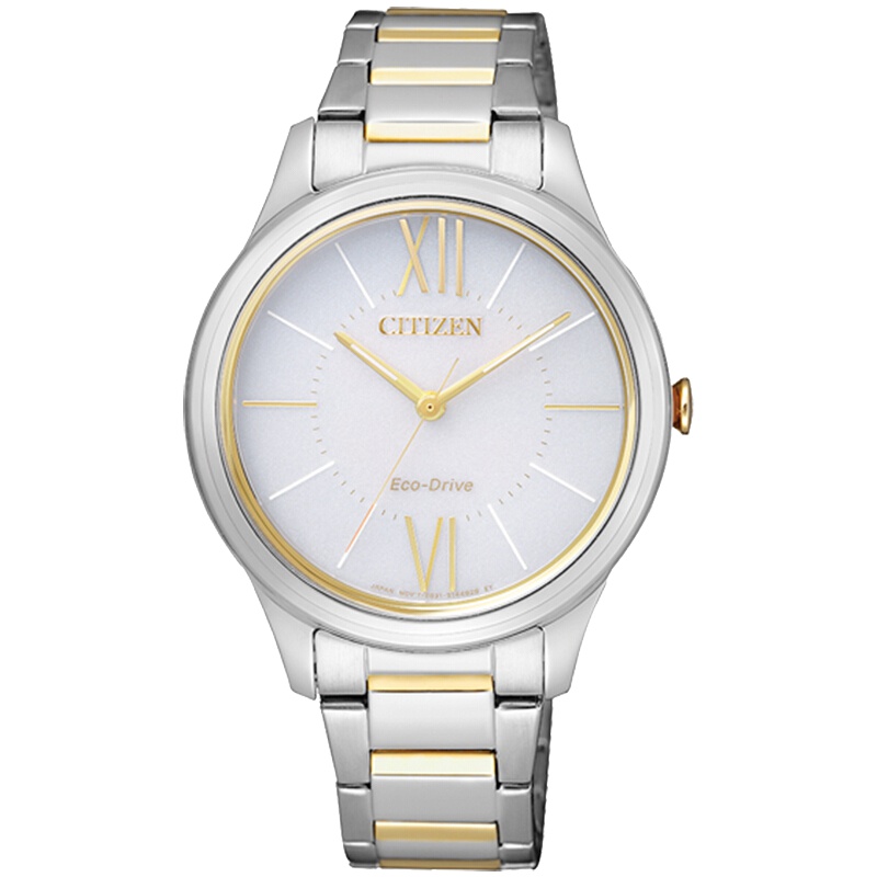 西铁城(CITIZEN)手表 光动能不锈钢间金表带女表EM0414-57A