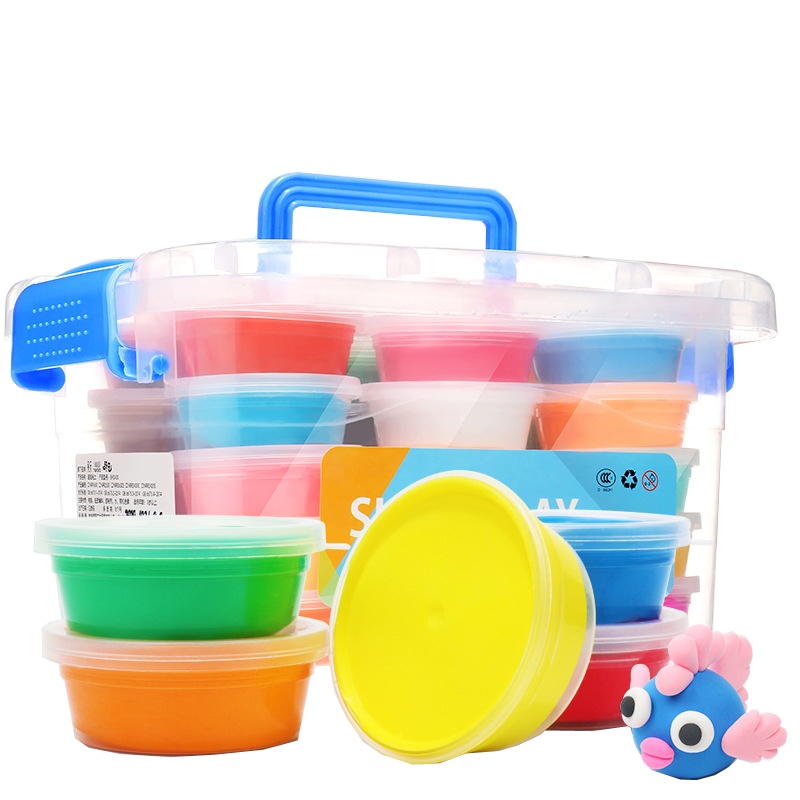 超轻粘土12-24-36色套装橡皮泥彩泥贝杰斯儿童玩具3-5-6岁男孩女孩学习DIY玩具 24色收纳桶