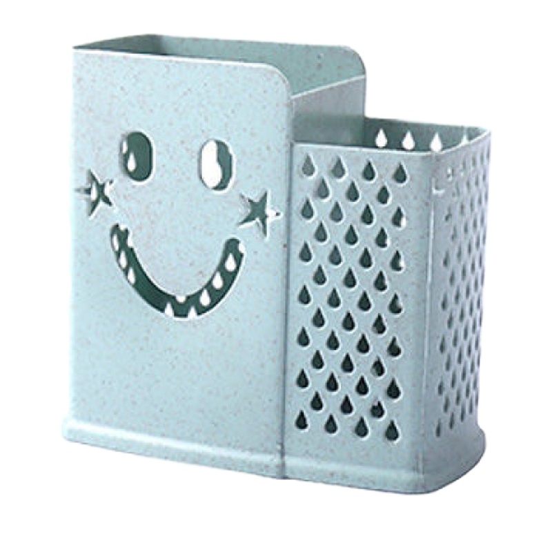 家用厨房筷子笼放筷子的架子筷子盒塑料沥水收纳筒墙壁挂式筷子筒 2格北欧绿普通款