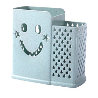 家用厨房筷子笼放筷子的架子筷子盒塑料沥水收纳筒墙壁挂式筷子筒 2格北欧绿普通款