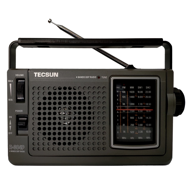 德生收音机 R-304P 灰 新款老年人便携式全波段台式指针交直流两用复古老式插电半导体广播机家用