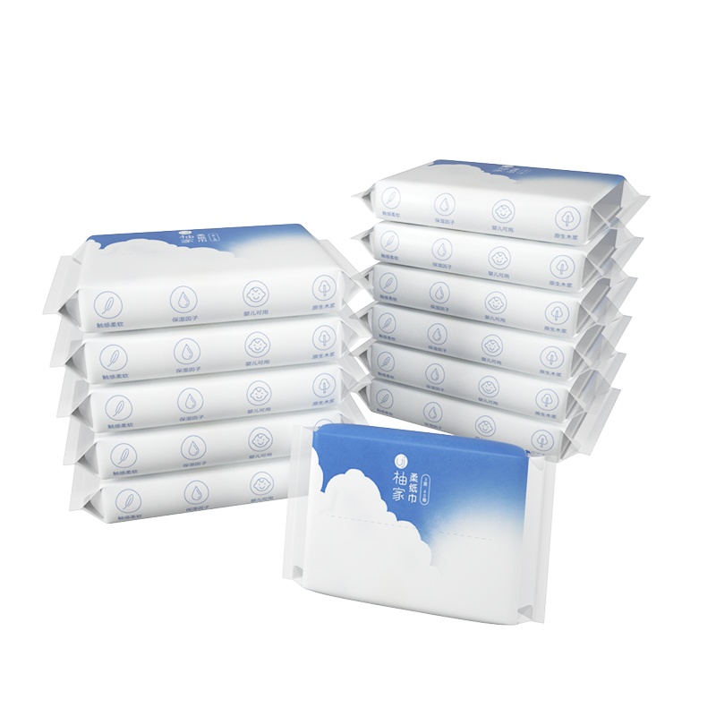 柚家 柔纸巾抽纸3层40抽*12包 宝宝专用保湿乳霜纸巾