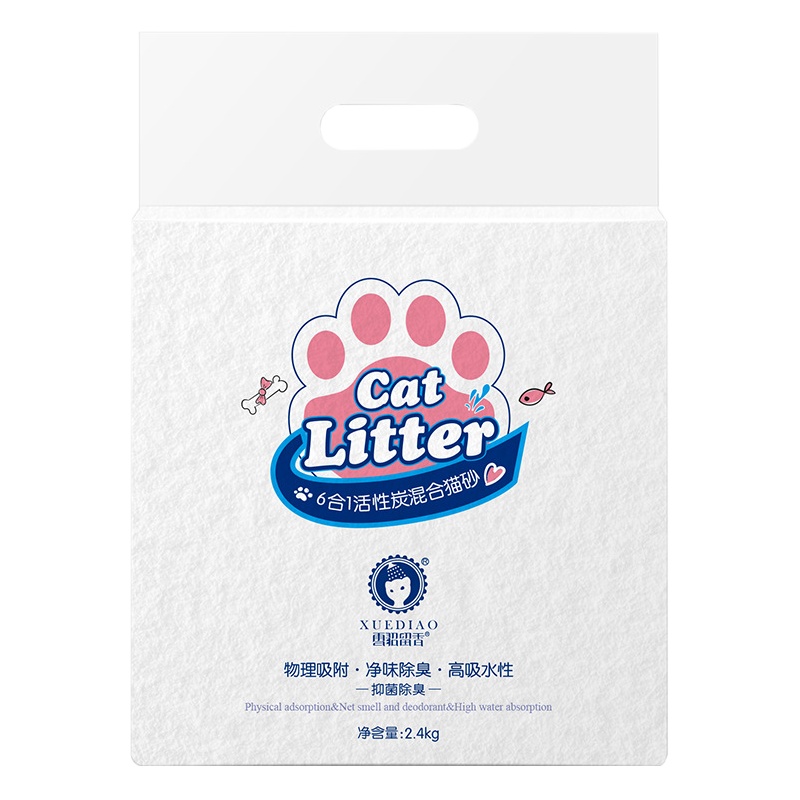 雪貂留香 6和1活性炭混合猫砂2.4KG 膨润土30%+豆腐猫砂70% 奶香味