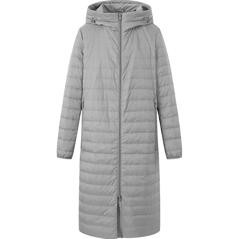 艾莱依2019秋冬新款简约印花长款男士羽绒服修身大衣